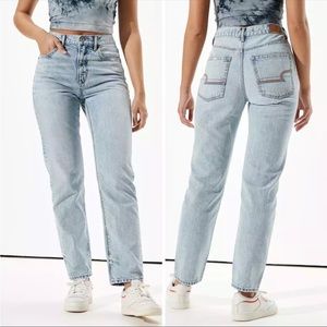 AMERICAN EAGLE Light Wash 90's BOYFRIEND High Rise PRIDE Rainbow Jeans Sz 4 Long